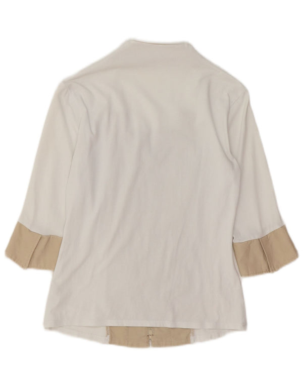 Naracamicie Blusa camisera de manga 3/4 para mujer UK 40 Small White Colourblock