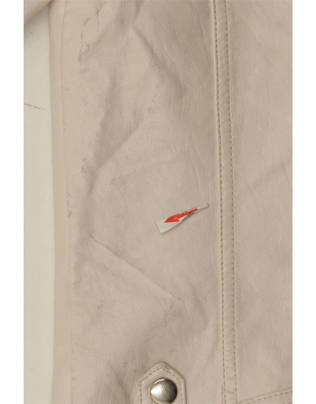 Topshop Chaqueta motera de piel sintética para mujer UK 8 Small Off White Poliuretano