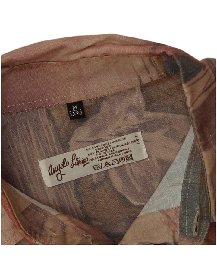 Angelo Litrico Camisa Hombre Talla 38/40 Viscosa Patchwork Marrón Medio