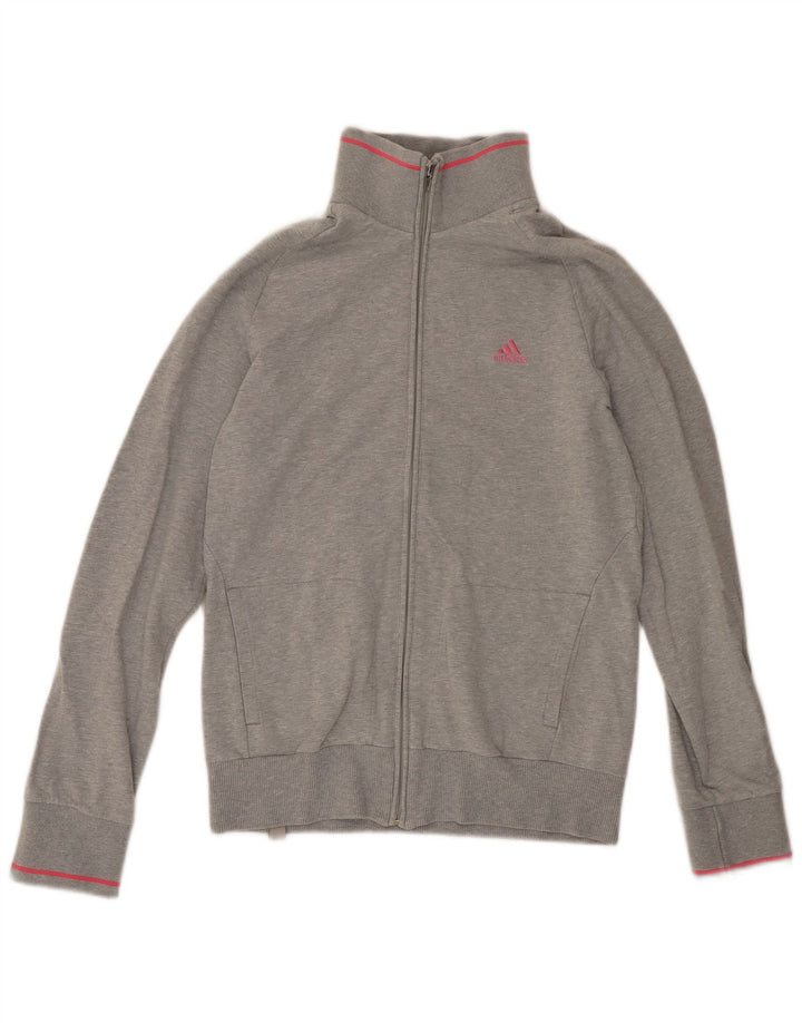 Adidas Mujer Chándal Top Chaqueta Reino Unido 10 Pequeño Gris Algodón