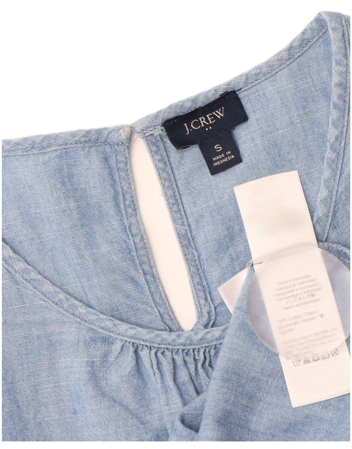 J. CREW Blusa para mujer Top UK 10 Small Blue Cotton
