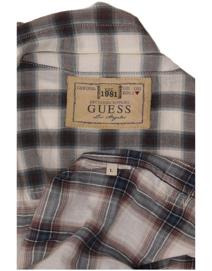 Guess Camisa De Manga Corta Para Hombre Large Grey Check