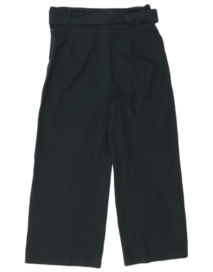 Zara Mujer Pantalón Cropped De Pierna Ancha Mediano W30 L25 Poliéster Verde
