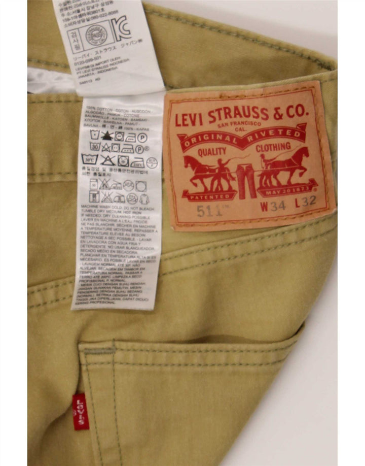 Levi's Hombre 511 Slim Jeans W34 L32 Algodón Caqui