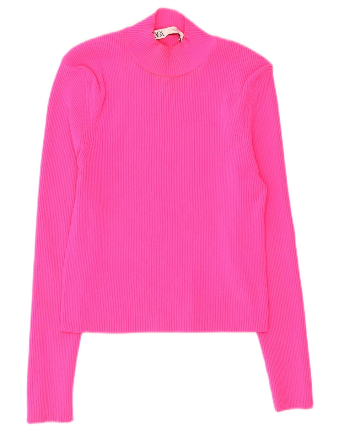 Zara Mujer Crop Top Manga Larga UK 44 Grande Poliamida Rosa