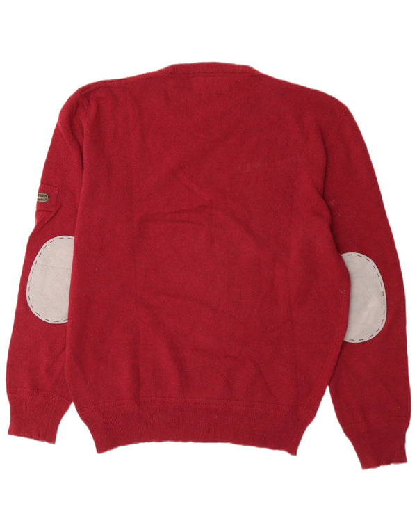 Avirex Jersey de cuello redondo para hombre XL de lana virgen burdeos