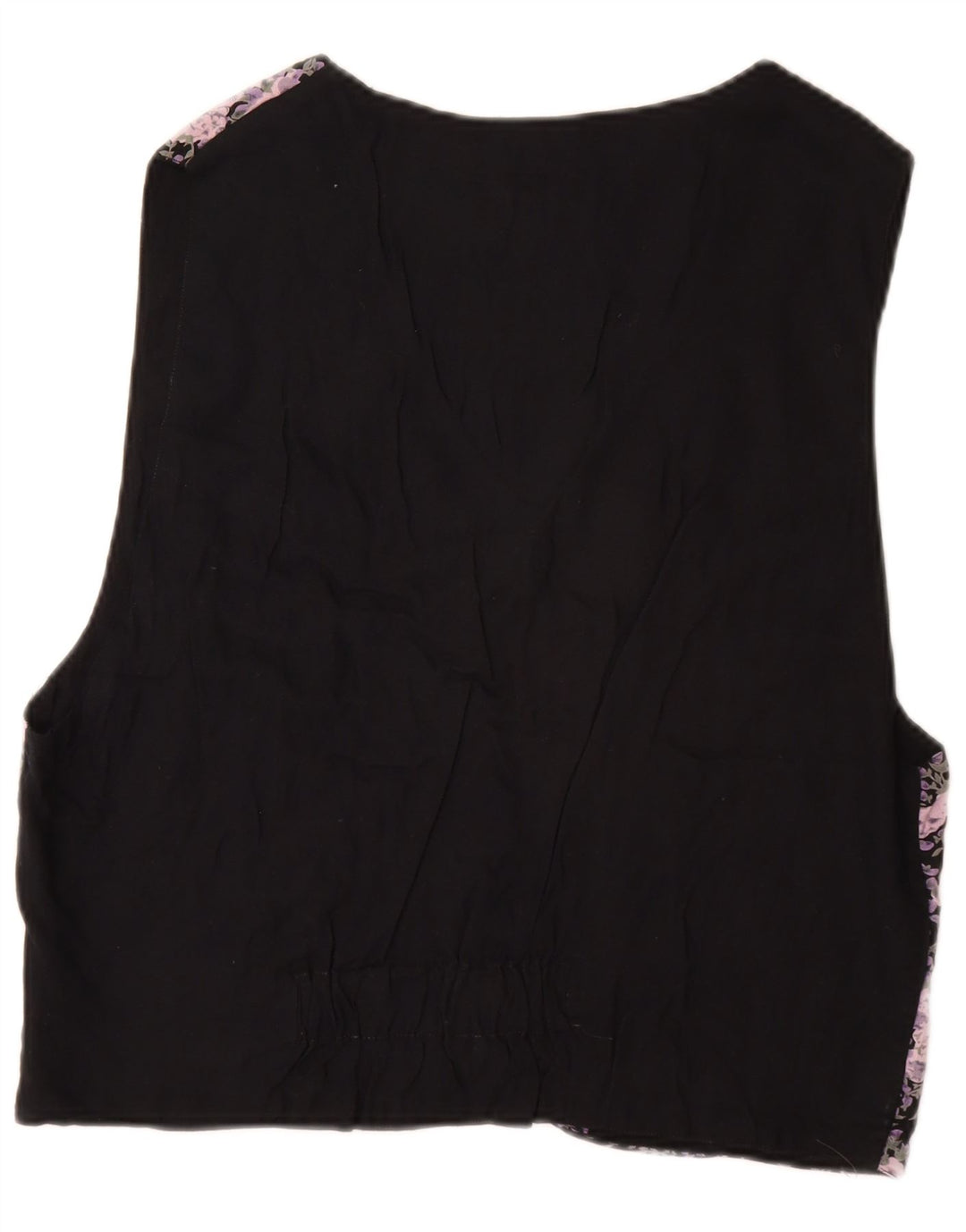 VINTAGE Chaleco para hombre IT 52/54 Viscosa floral negra grande