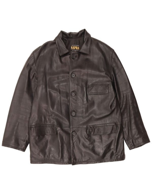 Chaqueta de cuero vintage para hombre Reino Unido 42 XL cuero negro