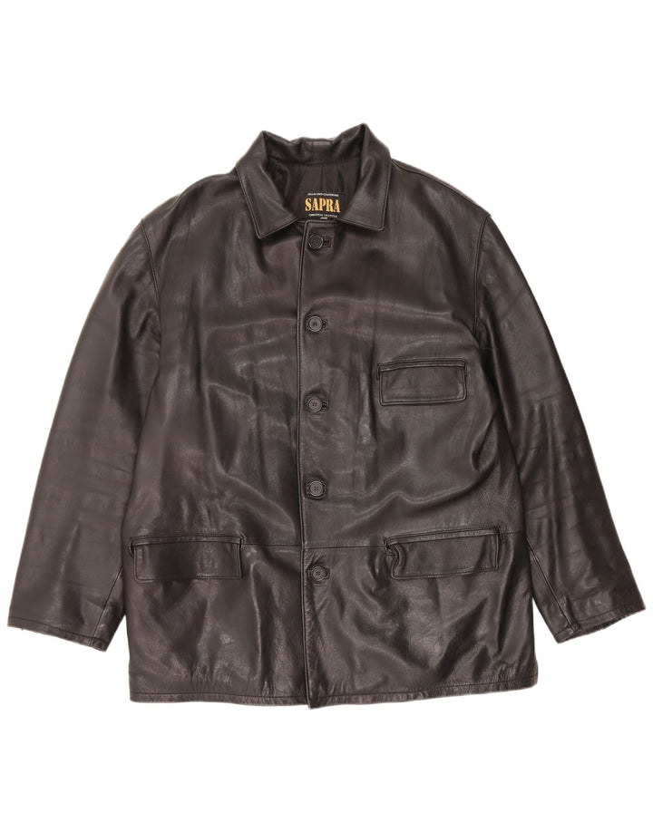 Chaqueta de cuero vintage para hombre Reino Unido 42 XL cuero negro