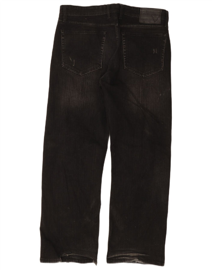GUESS Vaqueros rectos para hombre W36 L30 Algodón negro