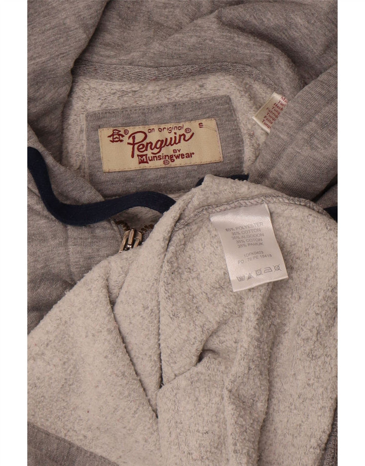 Penguin - Sudadera con capucha y cremallera para hombre, tamaño pequeño, poliéster gris