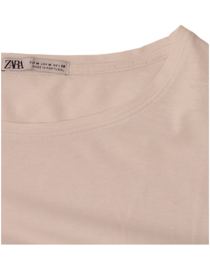 ZARA Blusa Mujer Top UK 44 Medio Blanco Paisley