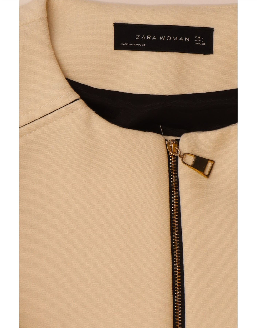 Zara Mujer Abrigo UK 40 Grande Poliéster Blanco Roto