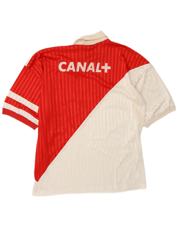 Adidas Mens Monaco Home 1990-1991 Camiseta de fútbol Grande Rojo Deportes