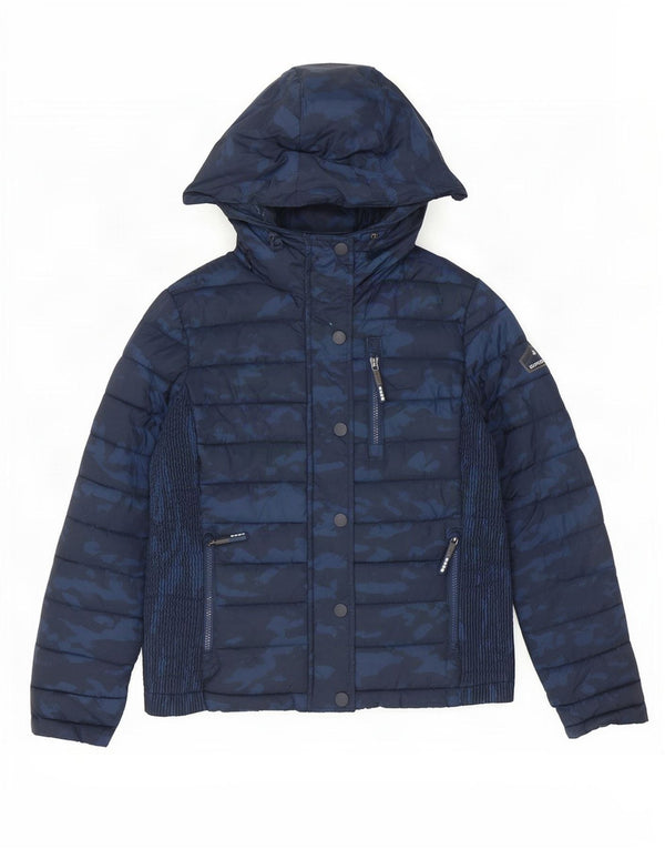 Superdry Chaqueta Acolchada Con Capucha Para Mujer UK 46 Large Camuflaje Azul Marino