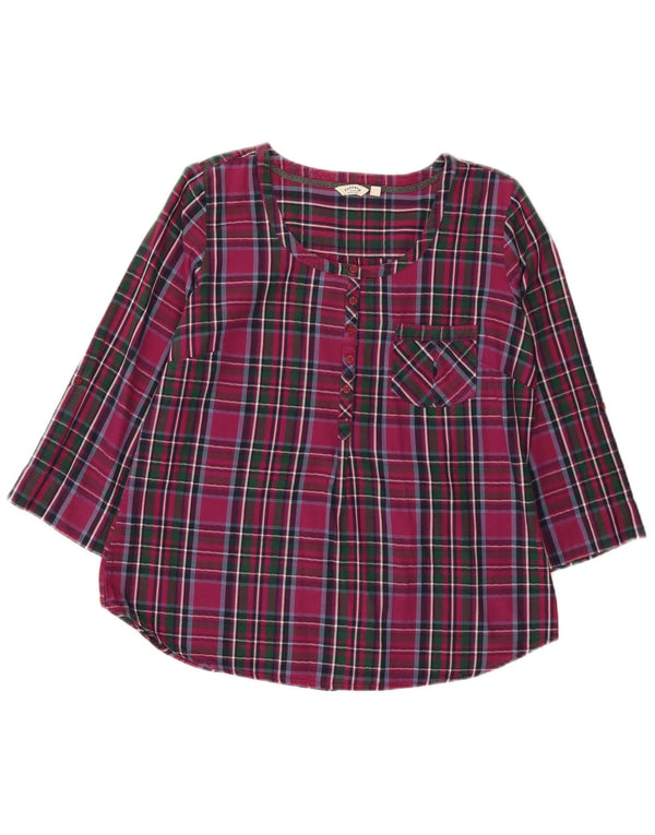 Camisa tipo pulóver de manga 3/4 para mujer de Fat Face UK 44 Algodón a cuadros granate mediano