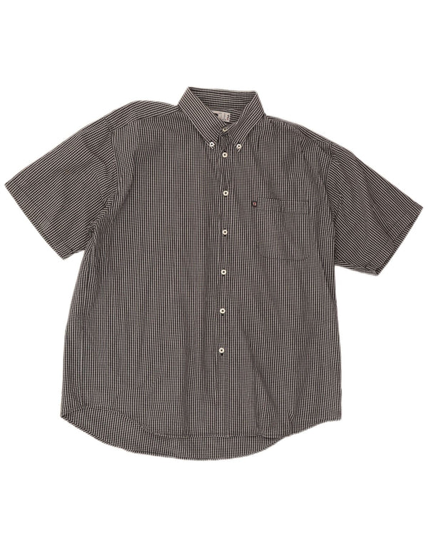 FILA Camisa de manga corta para hombre XL Algodón a cuadros negro