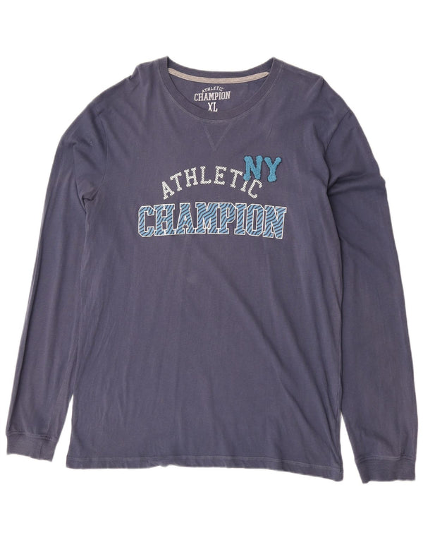 Champion Hombre Gráfico Top Manga Larga XL Azul