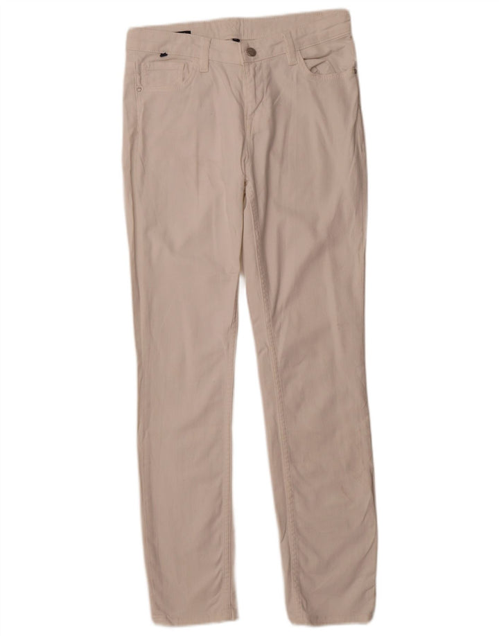 CREW CLOTHING Pantalones informales ajustados para mujer UK 12 Medium W30 L29 Blanco