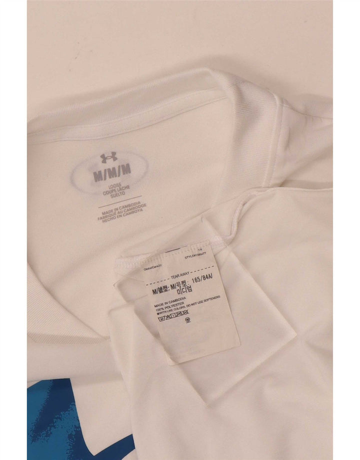 Under Armour Camiseta gráfica para hombre Top medio poliéster blanco