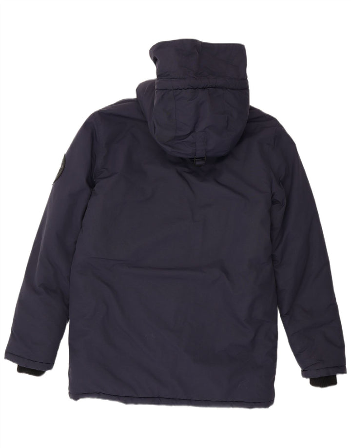 Superdry Abrigo acolchado con capucha para hombre UK 38 Medium Azul marino Nylon