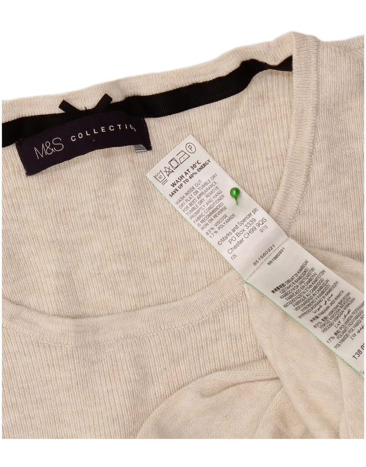 Marks & Spencer Top para mujer manga 3/4 UK 42 Viscosa moteada beige mediana
