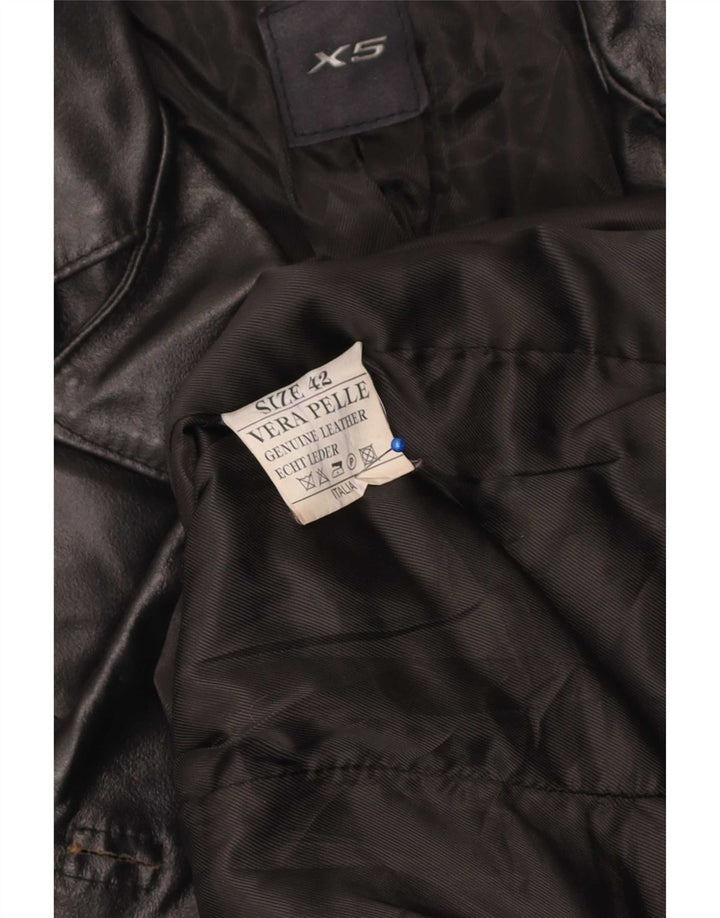 Abrigo de cuero vintage para mujer IT 42 Cuero negro medio