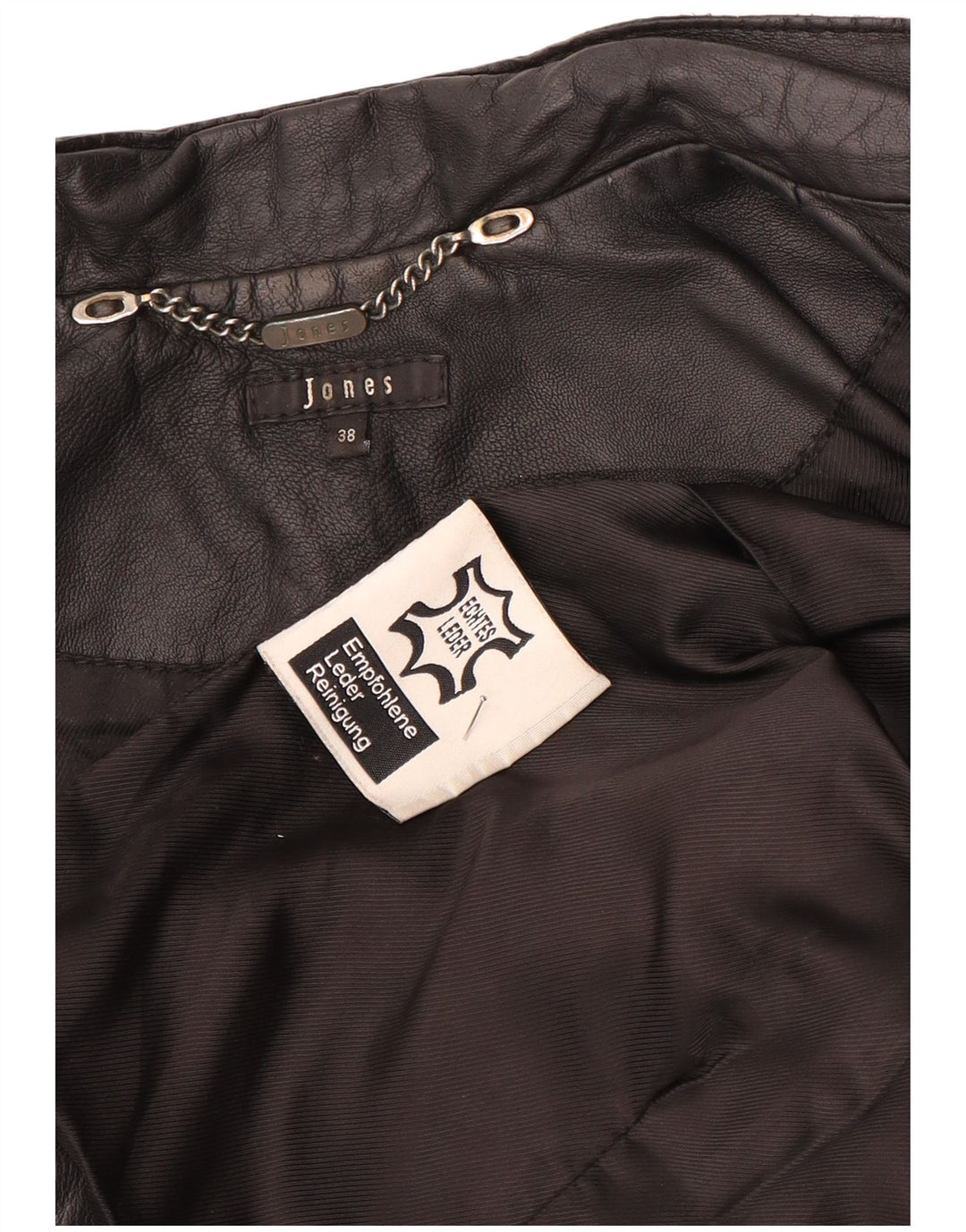 Chaqueta motera de cuero corta para mujer Jones EU 38 Cuero negro mediano