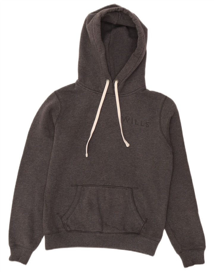 JACK WILLS Jersey con capucha gráfico para mujer UK 40 Gris medio