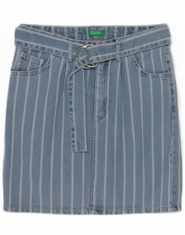 Benetton Falda Vaquera W26 Small Azul A Rayas