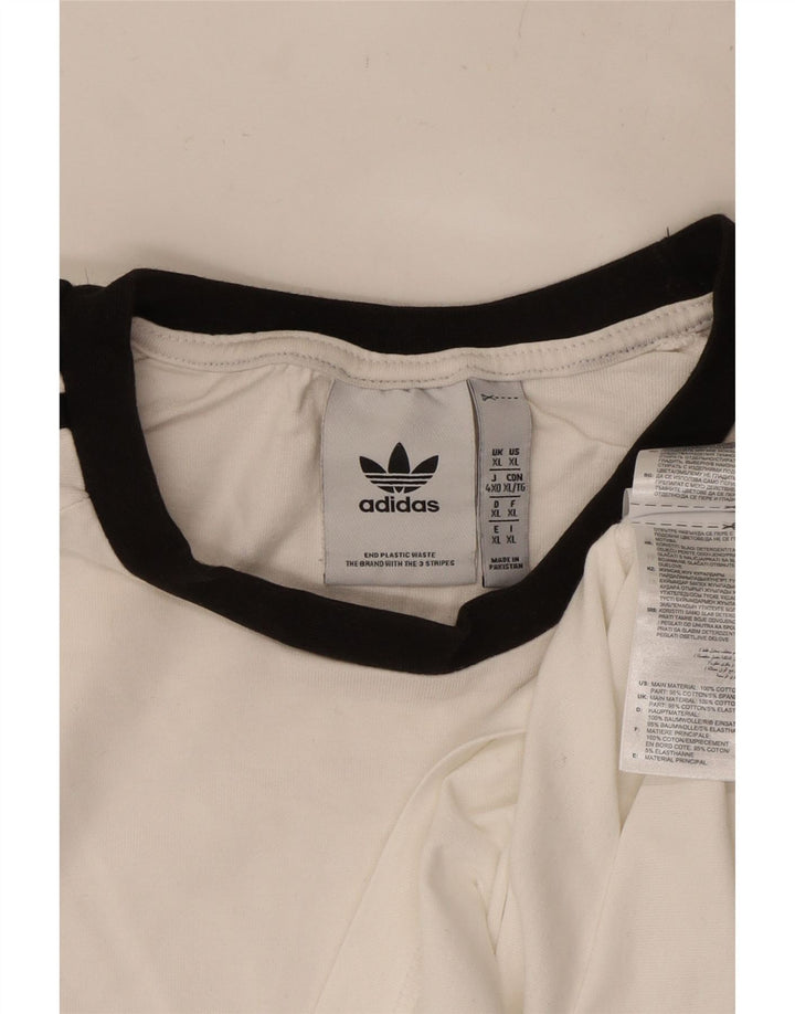 ADIDAS Hombre Camiseta Manga Larga XL Blanco Algodón