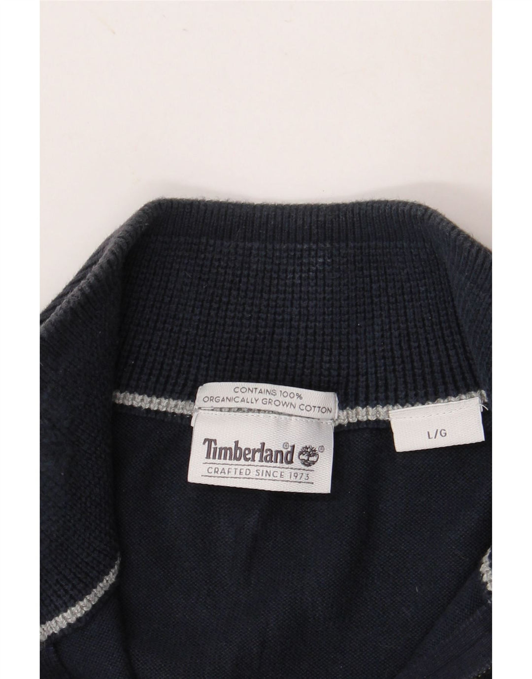 TIMBERLAND Suéter tipo jersey con cuello y cremallera para hombre, tamaño grande, algodón azul marino