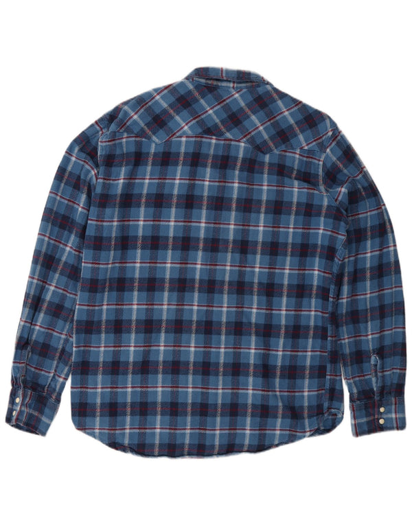 Levi's Camisa de franela para hombre con cuadros azules grandes