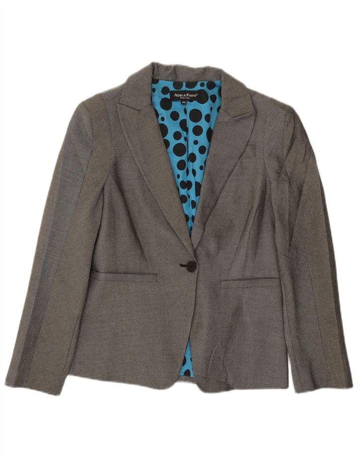 Adele Fado Chaqueta Blazer De 1 Botón Para Mujer IT 44 Lana Gris Medio