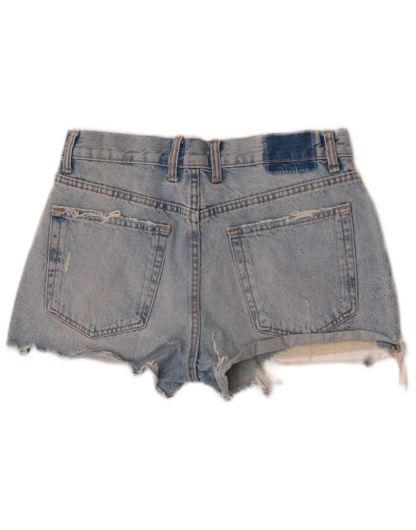 Zara Pantalones cortos de mezclilla desgastados para mujer EU 38 Small W28 Algodón azul