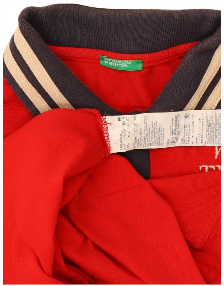 BENETTON Polo gráfico para hombre de algodón rojo medio