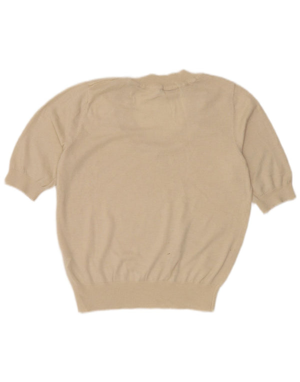 Zara Mujer Blusa De Manga Corta Top UK 40 Medium Off White Nylon