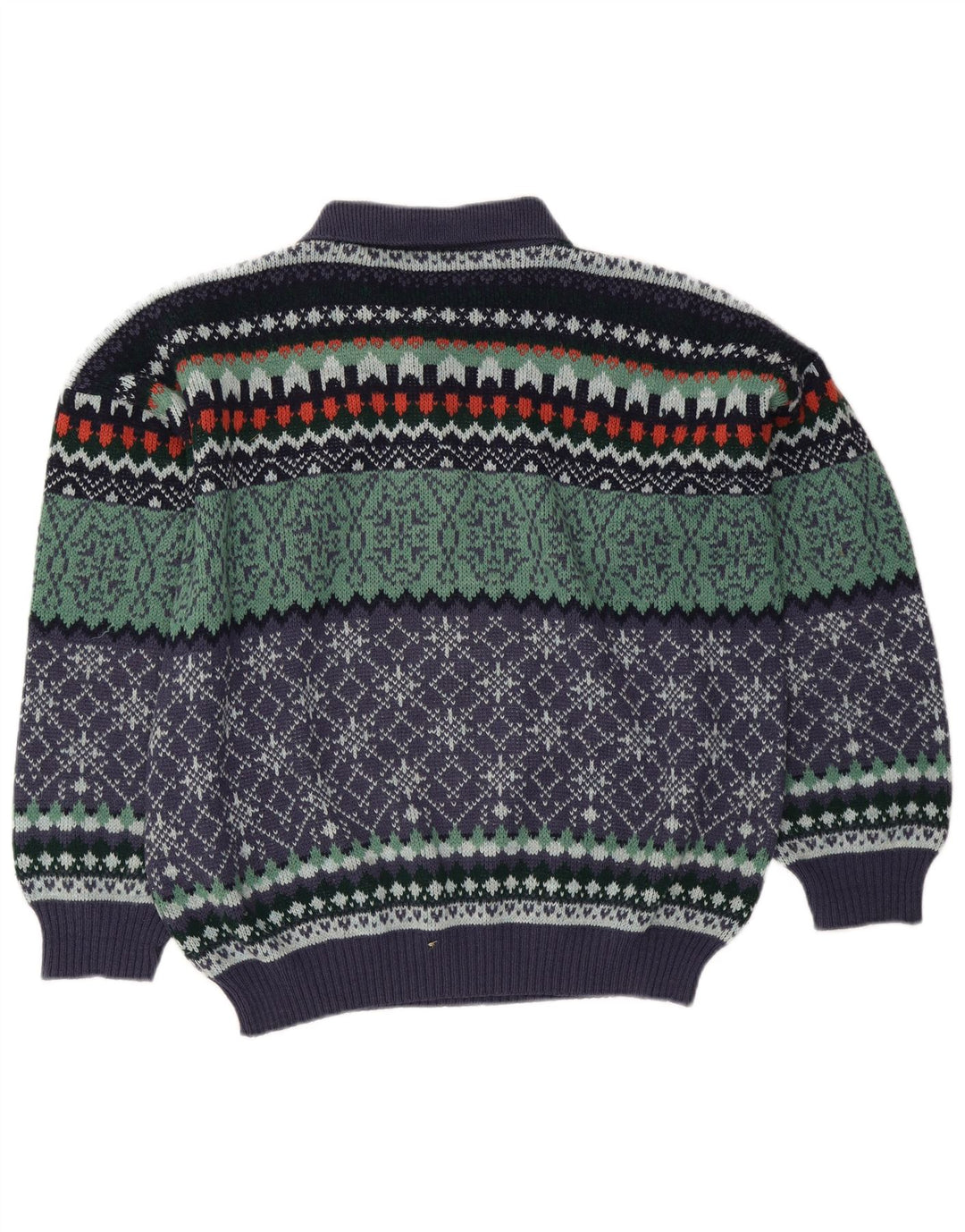 Vintage hombres polo cuello jersey suéter IT 50 medio multicolor Fair Isle