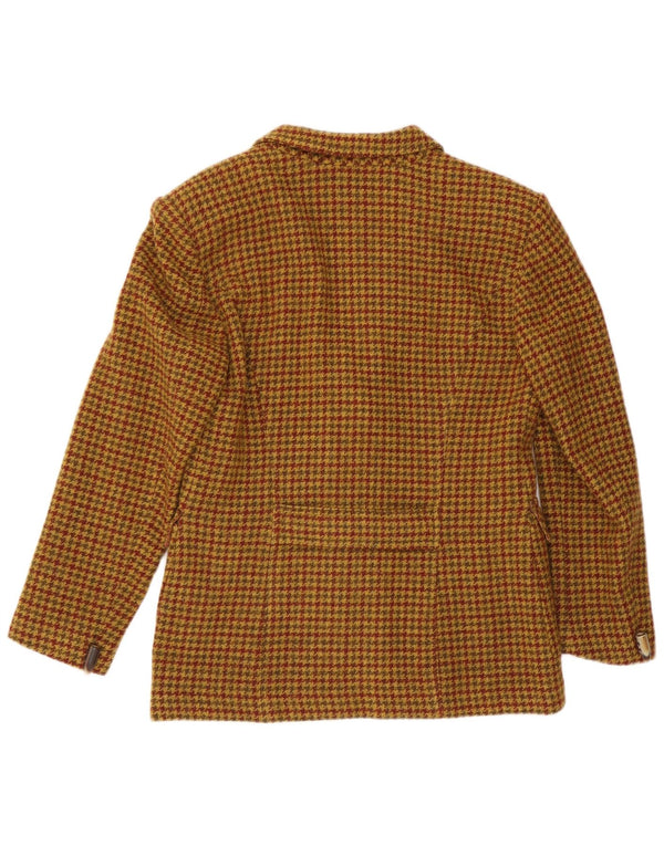 Vintage mujer 4 botones Blazer chaqueta IT 46 lana de pata de gallo marrón grande