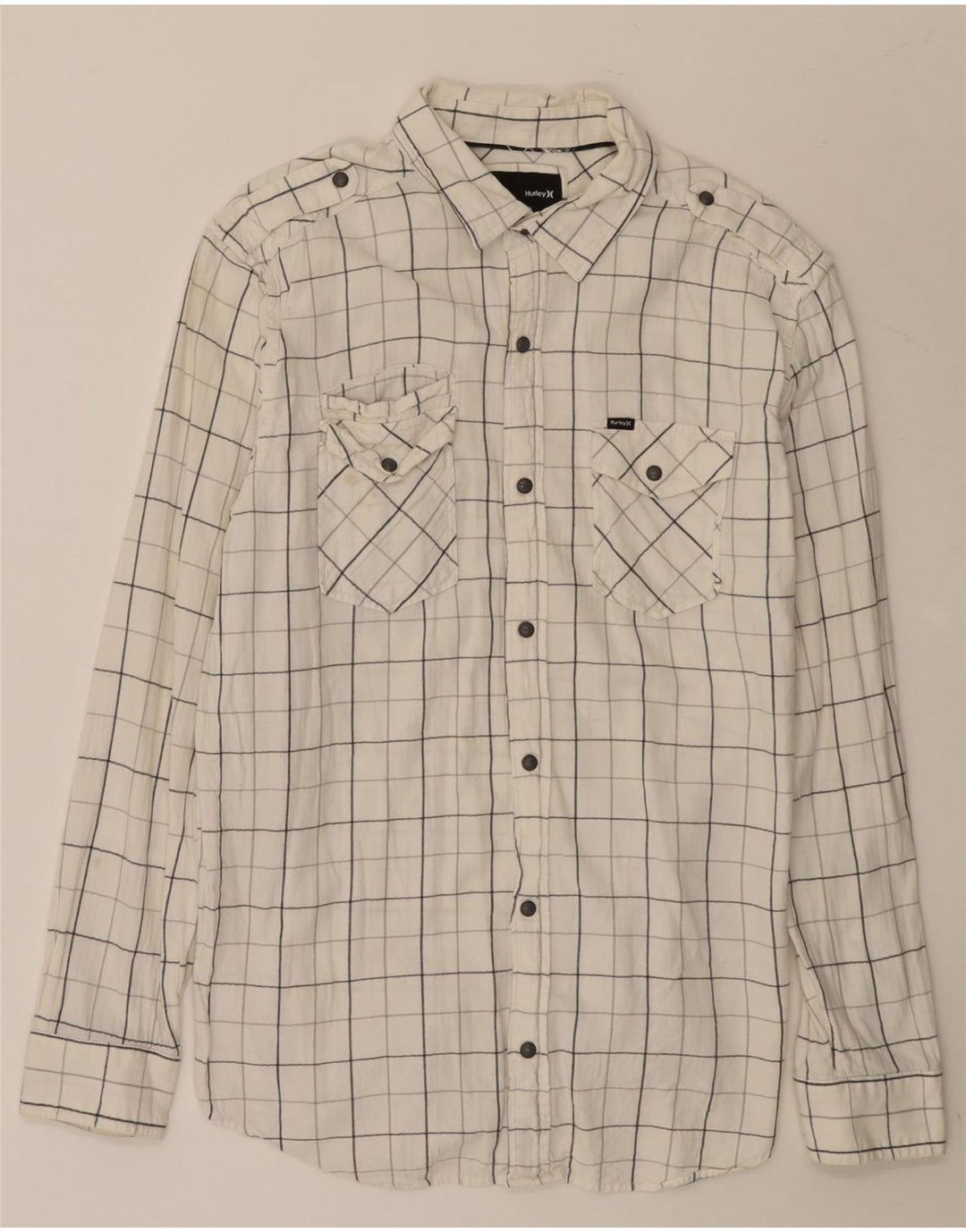 Camisa Hurley Hombre Grande A Cuadros Blancos De Algodón