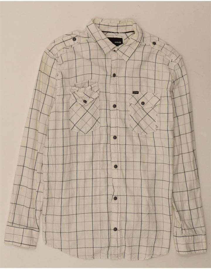 Camisa Hurley Hombre Grande A Cuadros Blancos De Algodón
