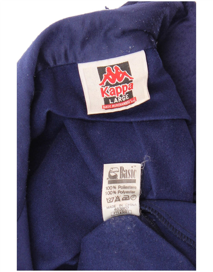 KAPPA Mens Graphic Chándal Top Chaqueta Grande Azul Marino Colorblock