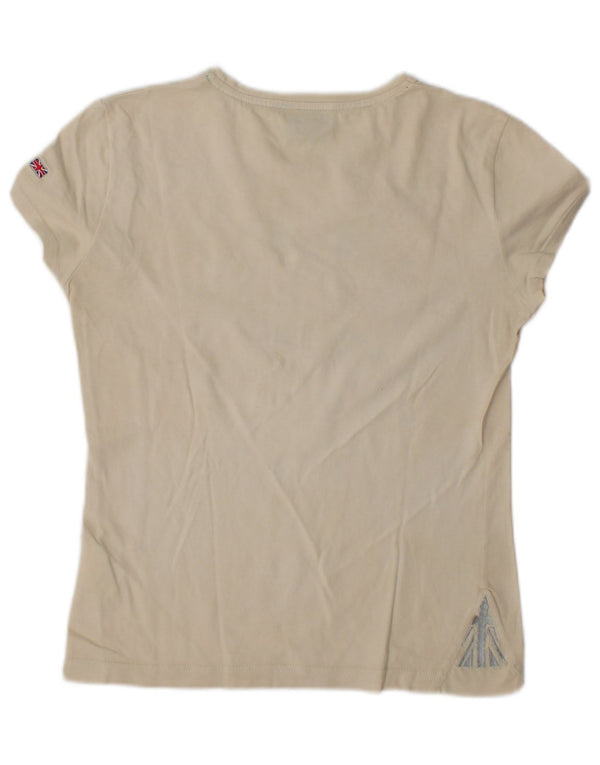 Reebok Camiseta gráfica para mujer Top UK 10 Small Beige Cotton