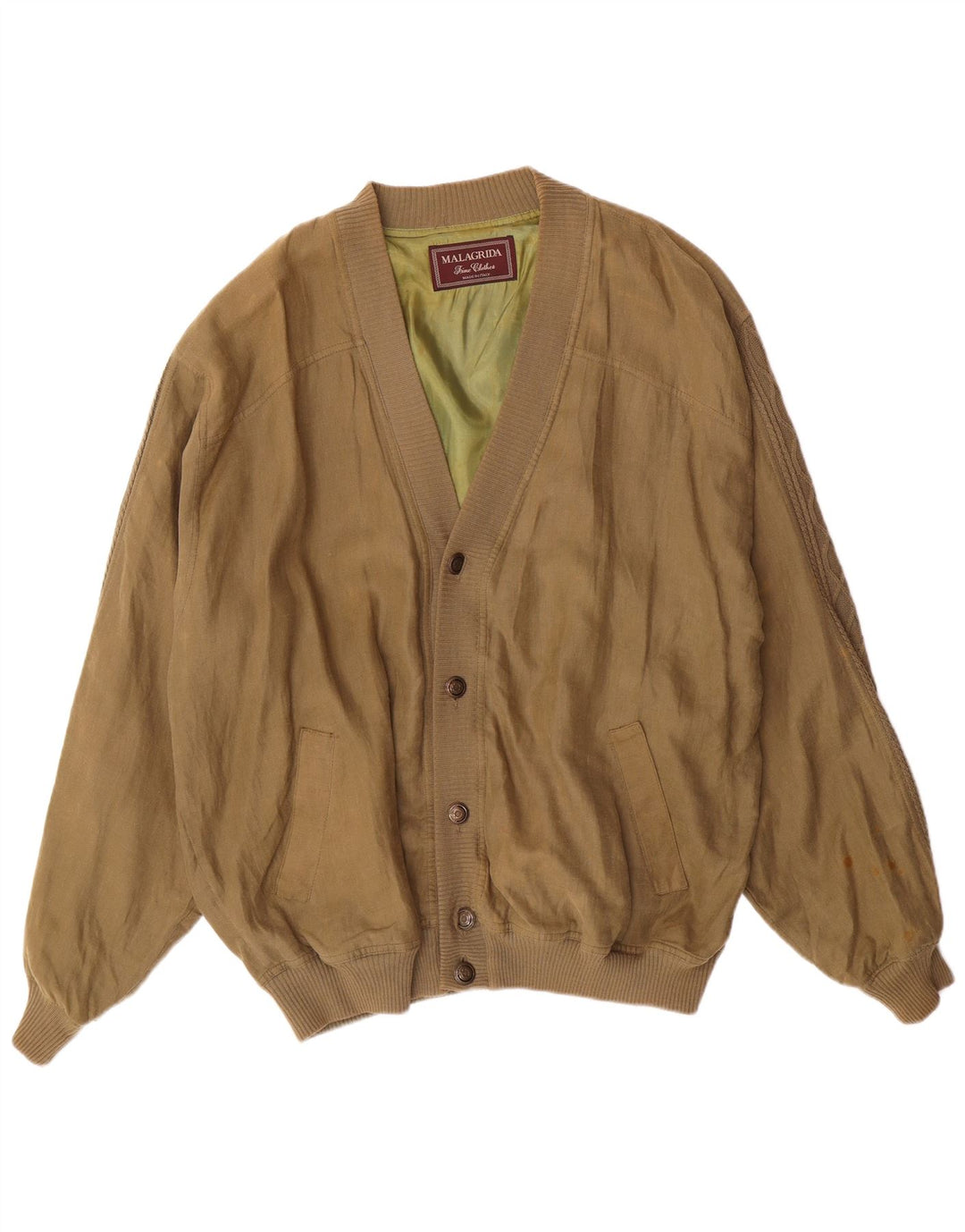 MALAGRIDA Mens Bomber Jacket UK 42 XL Beige Linen