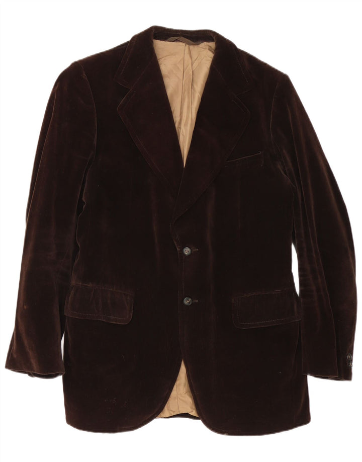 Vintage hombres 2 botones terciopelo chaqueta blazer IT 50 marrón grande