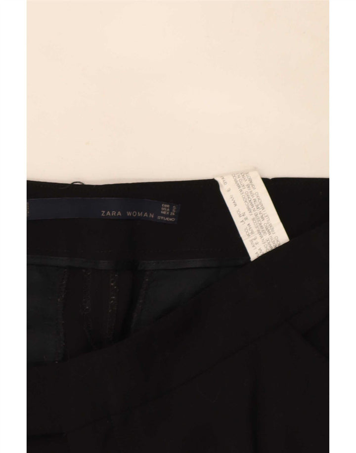 Zara Mujer Pantalón De Traje Recto Small W26 L26 Lana Negra