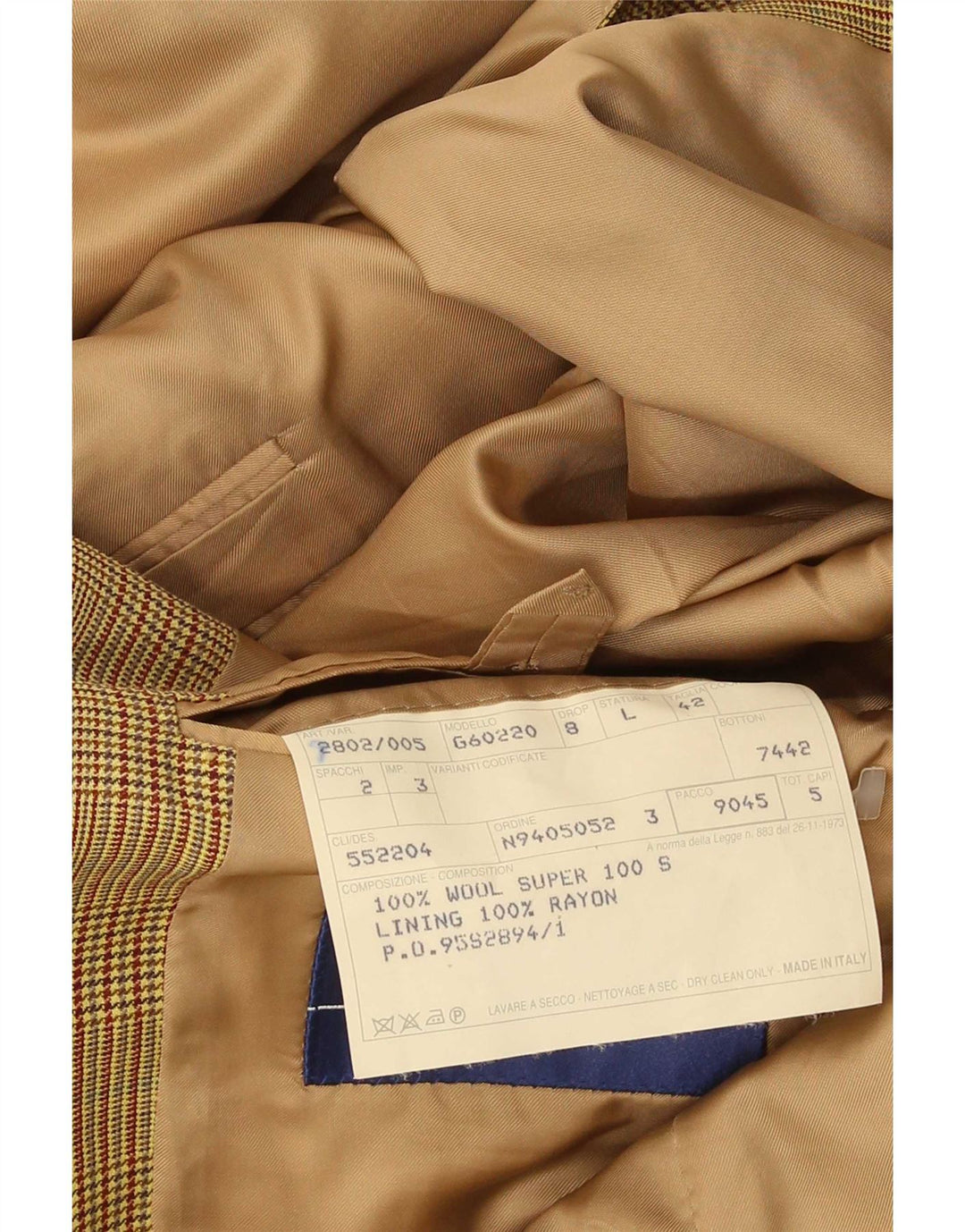 Gieves & Hawkes Chaqueta tipo blazer de 2 botones para hombre UK 42 XL Lana de pata de gallo marrón