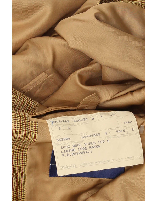 Gieves & Hawkes Chaqueta tipo blazer de 2 botones para hombre UK 42 XL Lana de pata de gallo marrón