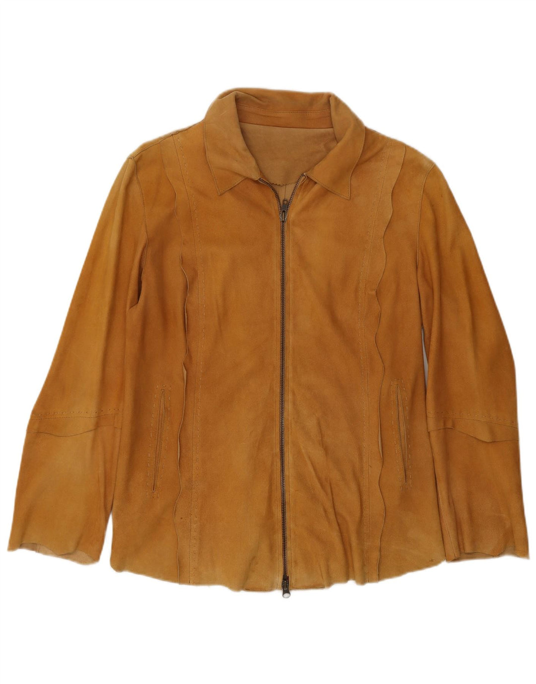 Camisa vintage de ante para mujer IT 44 Cuero beige medio