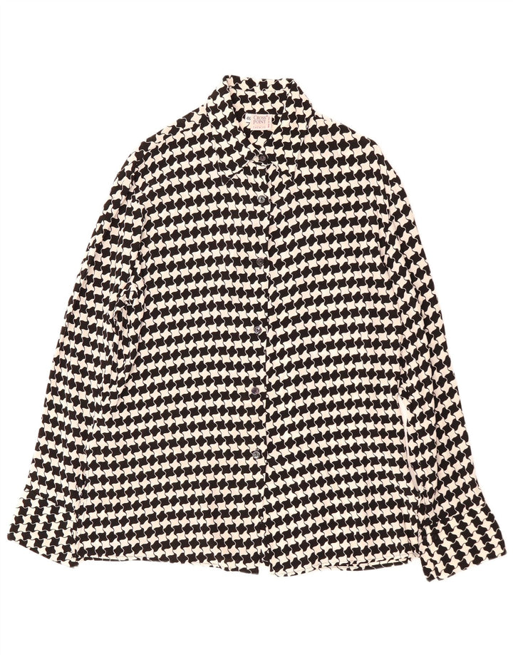 Blusa camisera de mujer VINTAGE IT 46 Viscosa de pata de gallo negra grande